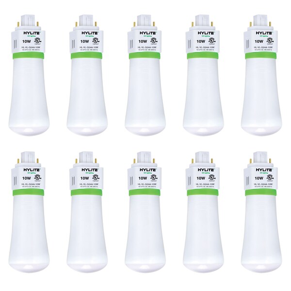 Hylite LED Repl Lamp for 18W/26W/32W VL CFL, 10W, 822 Lumens, 5000K, 10-Pack HL-VL-G24A-10W-50K - main